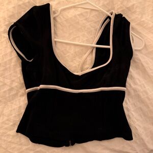 Anthropologie Maeve Sweetheart Neck Ponte Cap Sleeve Top Black Size Small